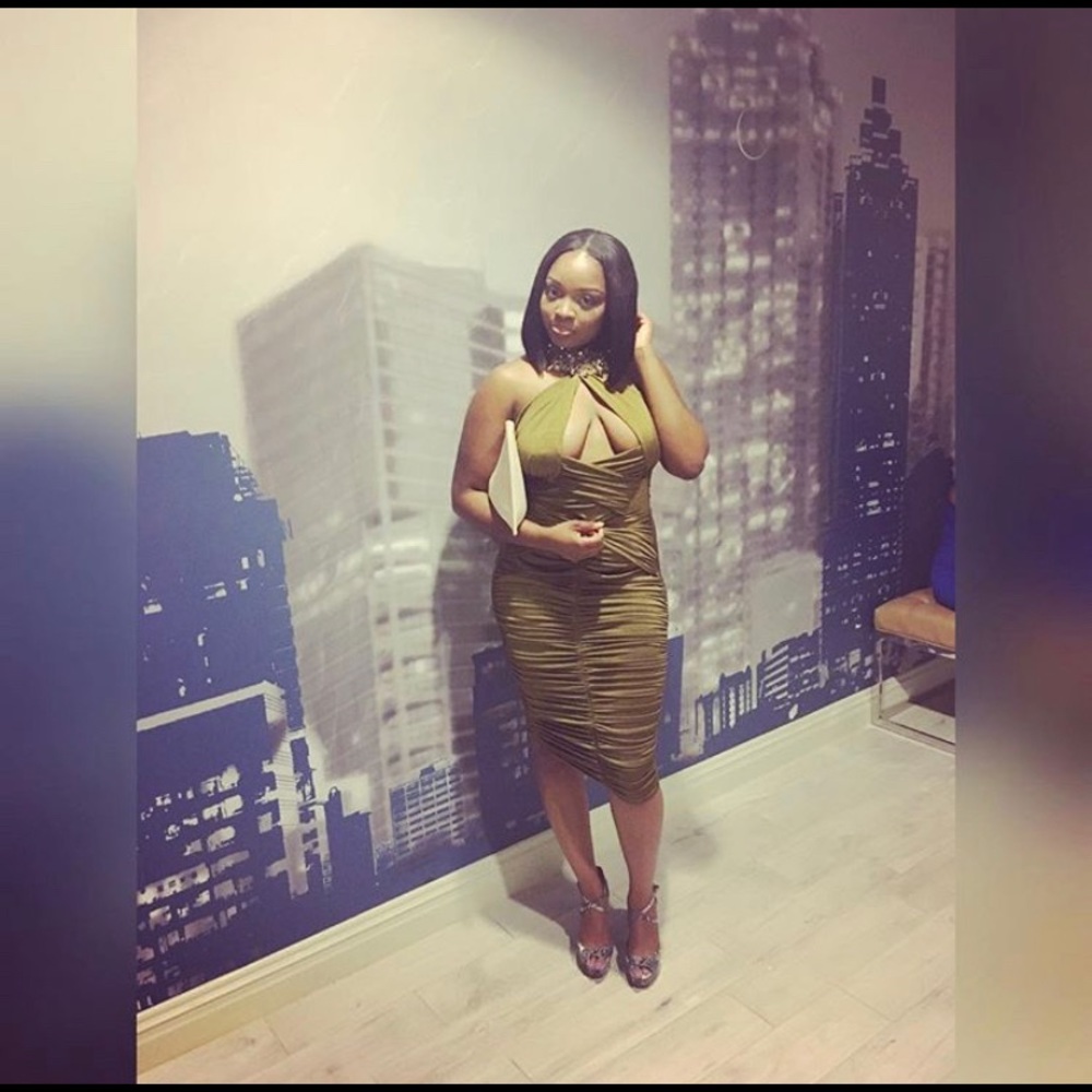 Olive green midi dress